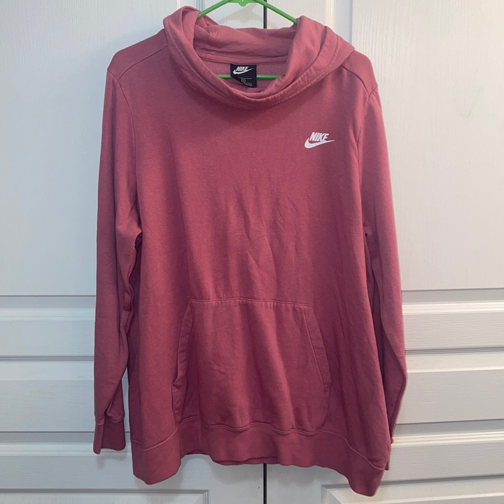 Pink funnel neck Nike hoodie